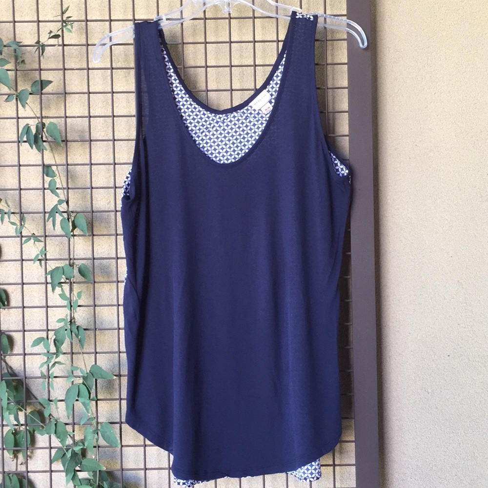 {Merona}Sz Medium Navy Tank w/Patterned Back